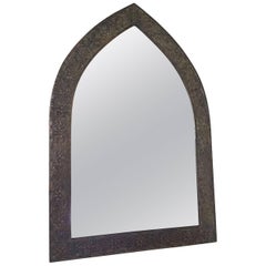 Triangular Patinated Tole Gothic Style Mirror