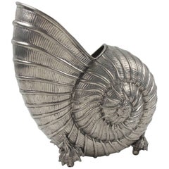 Modernist Nickel-Plated Huge Nautilus Shell Wine Cooler Bottle Holder