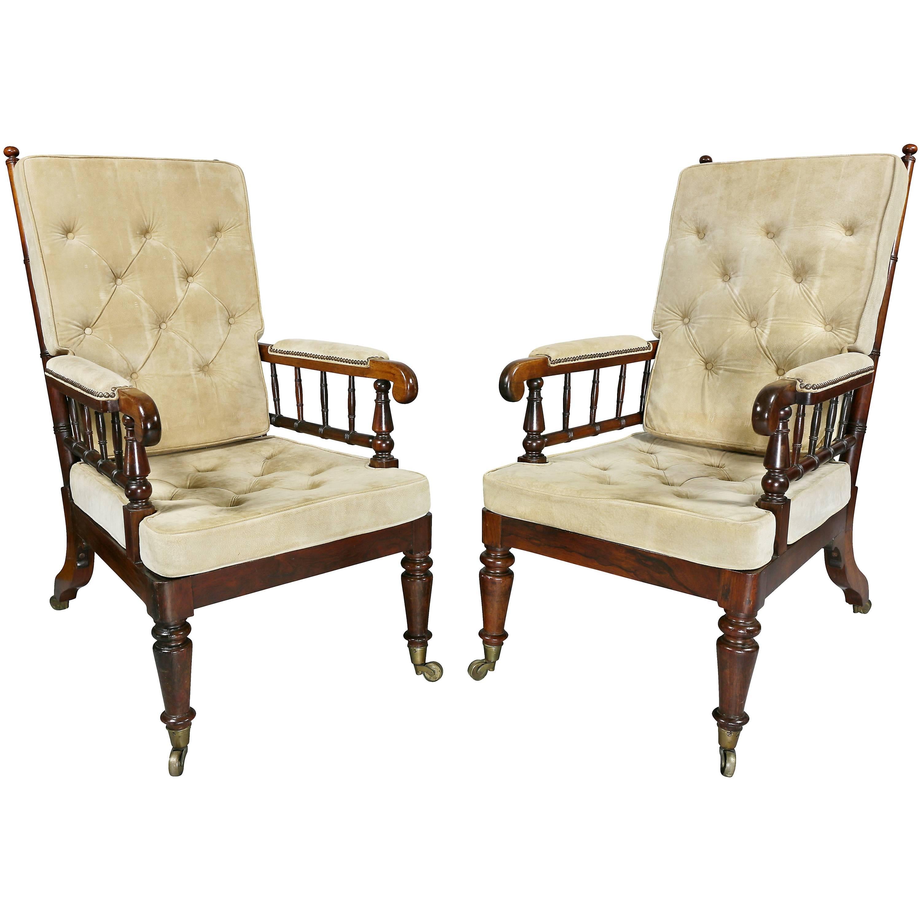  Pair of Late Regency Rosewood Armchairs