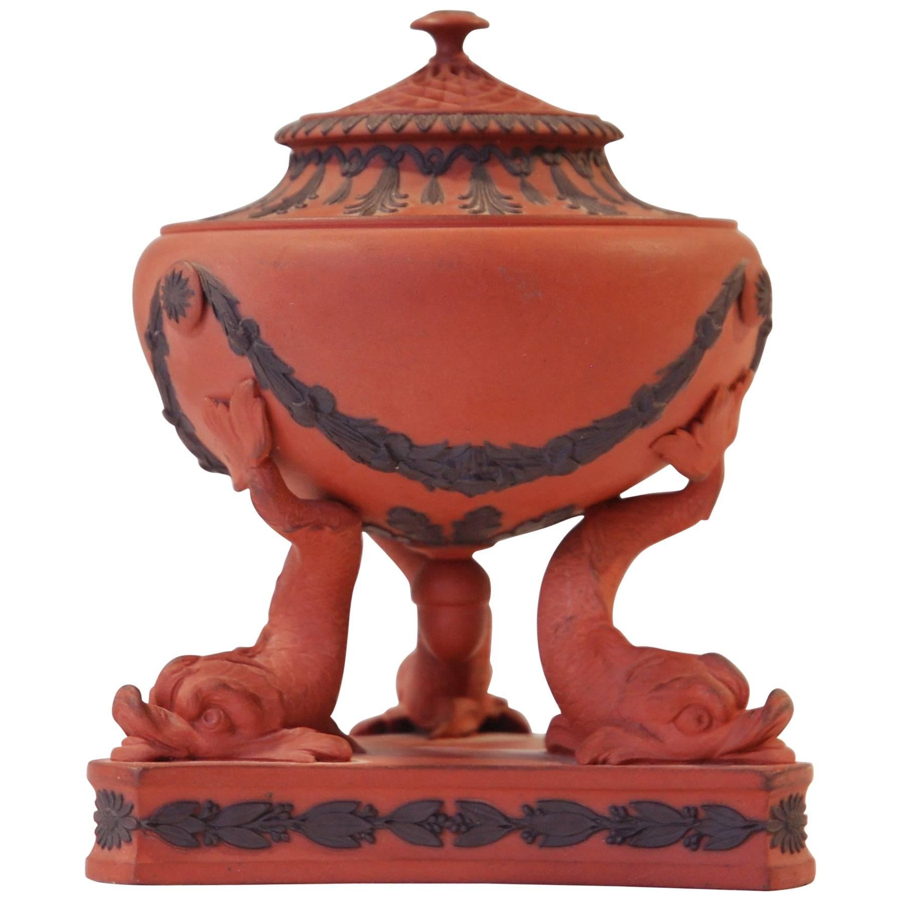 Pastille Burner on Dolphin Supports in Rosso Antico, Wedgwood, circa 1810