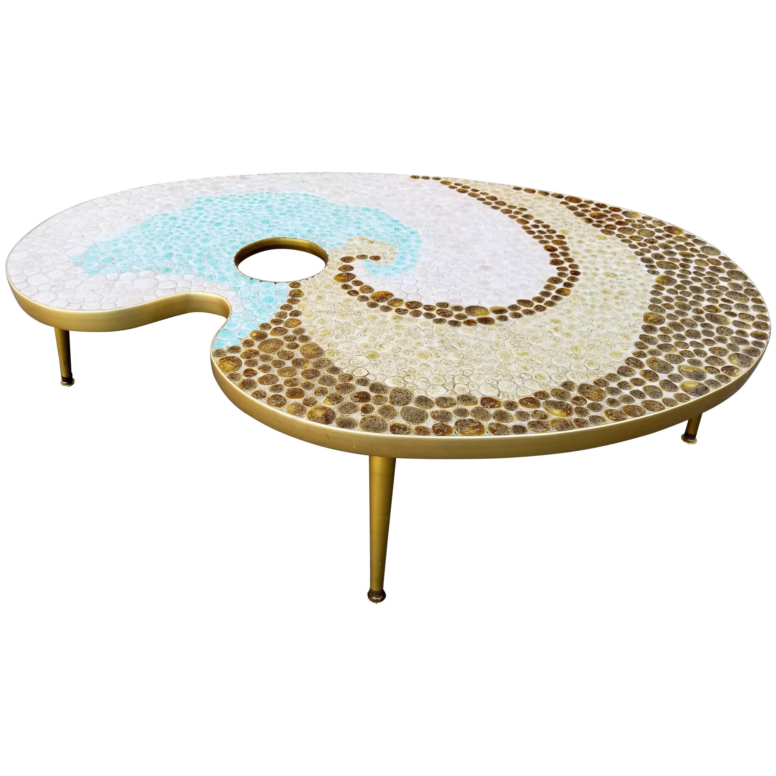 Mosaic Tile Coffee Table Artist Palette For Sale