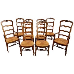 French Ladder Back Dining Chairs Set of Eight