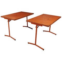 Vintage Pair of Foldable Bistro Tables from France, circa 1970