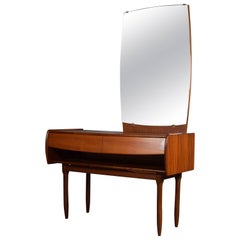 Midcentury Scandinavian Teak Dresser with Large Mirror