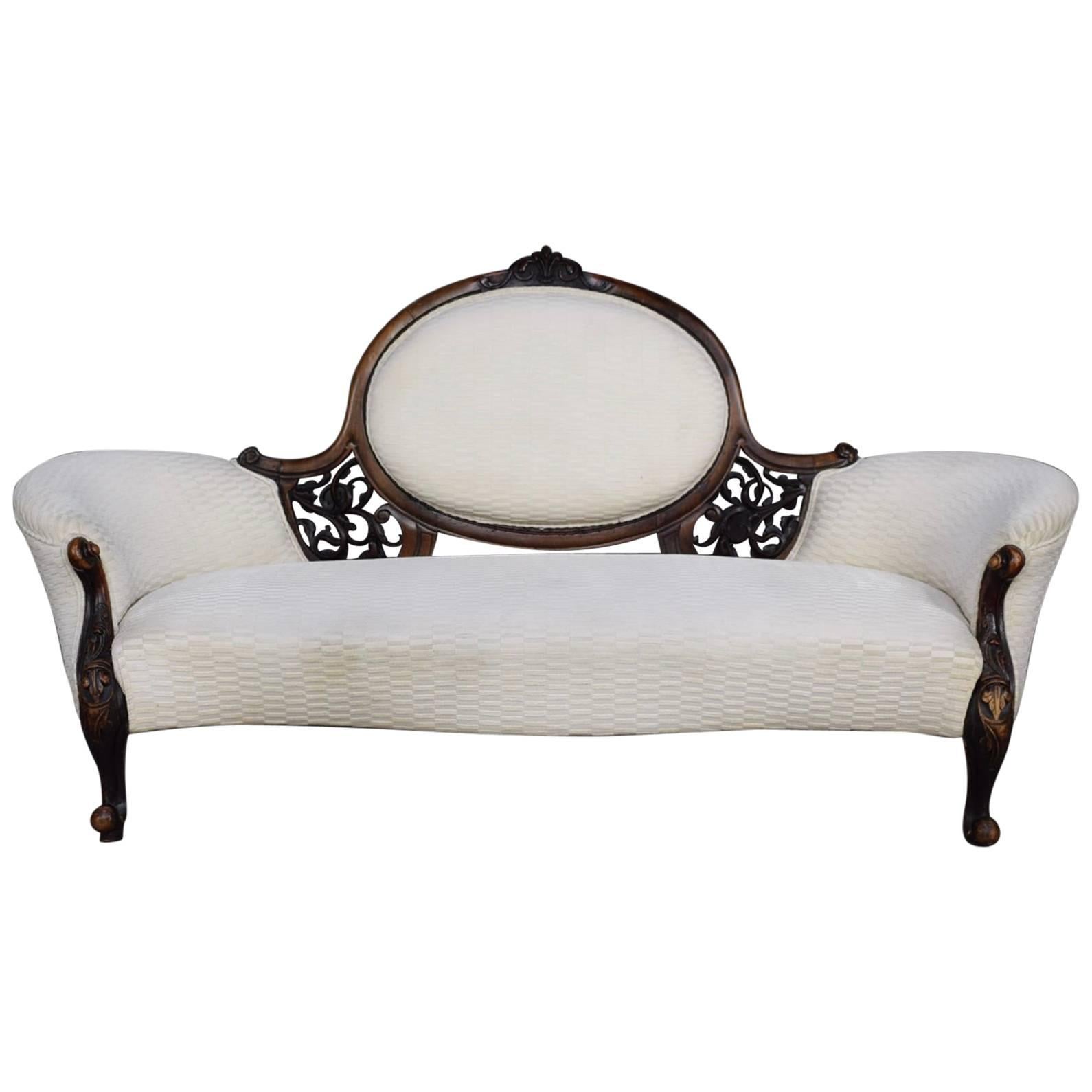 Victorian Antique Chaise Longue Love Seat Sofa, 18th-19th Century