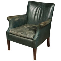 Danish Midcentury Lounge Chair in Green Leather, circa 1950