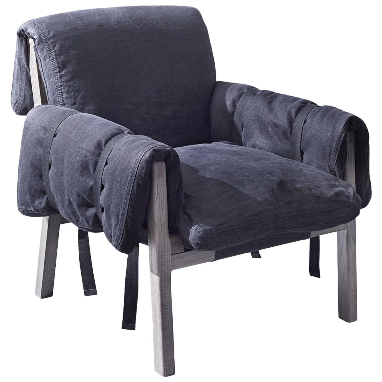 Fauteuil « Strapped » avec structure en fibres et frêne verni de Moroso pour Diesel