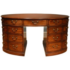 18th Century Rare Oval Mahogany Library Table or Partners Desk