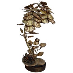 Retro 1970 Floor Lamp with Anemone in the Style of Maison Jansen