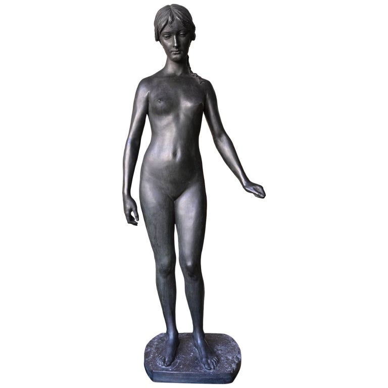 Neoklassische Bronze Statue von Psyche in Lebensgröße, Ludvig Brandstrup, Dänemark, 1898 1