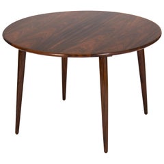 Circular Rosewood Coffee Table with Slightly Tapered Legs, Denmark, 1960s