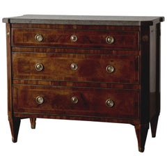 Chest of Drawers Swedish Gustavian Neoclassical, 19th Century Stone Top, Sweden