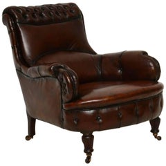 Antique Victorian Leather Club Armchair