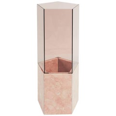 Contemporary Narcissus Pentagon Vase Pink Rosa Perlino Terrazzo and Smoked Glass