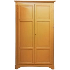 Antique 19th Century Yellow Lacquered Fir Corner Cupboard