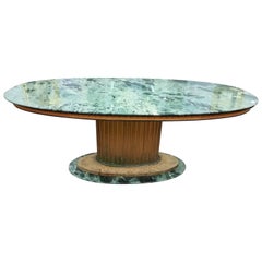 20th Century Green-Gold Marble Oval Table