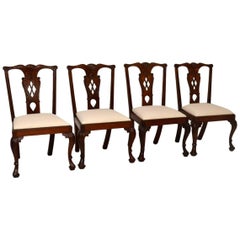 Set of Four Antique Mahogany Chippendale Dining Chairs