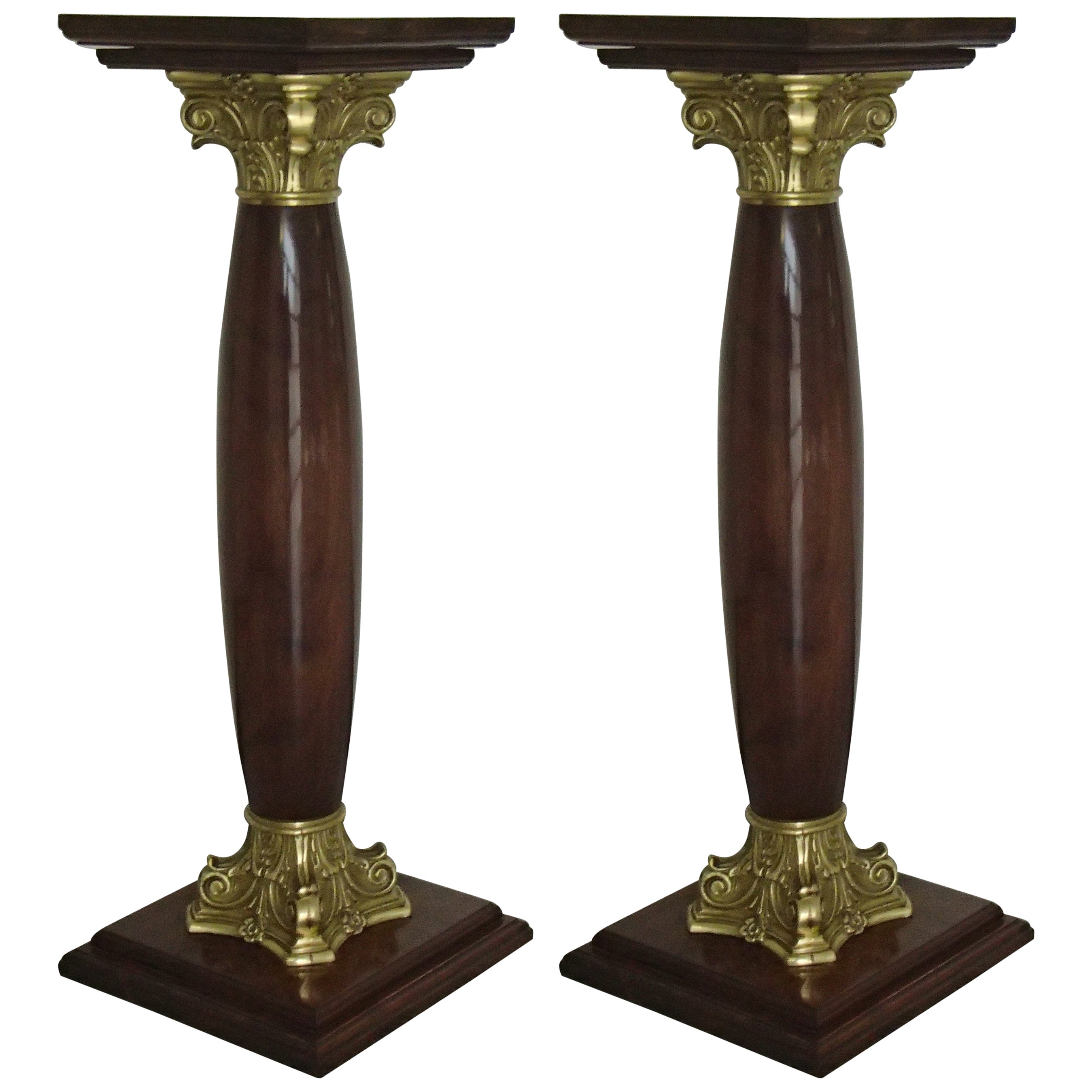 Pair of Decorative Rosewood Top Pedestal Tables For Sale at 1stDibs
