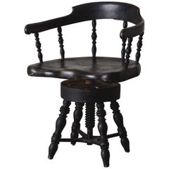 Armchair or Desk Chair Adjustable Black, Swedish, 19th Century