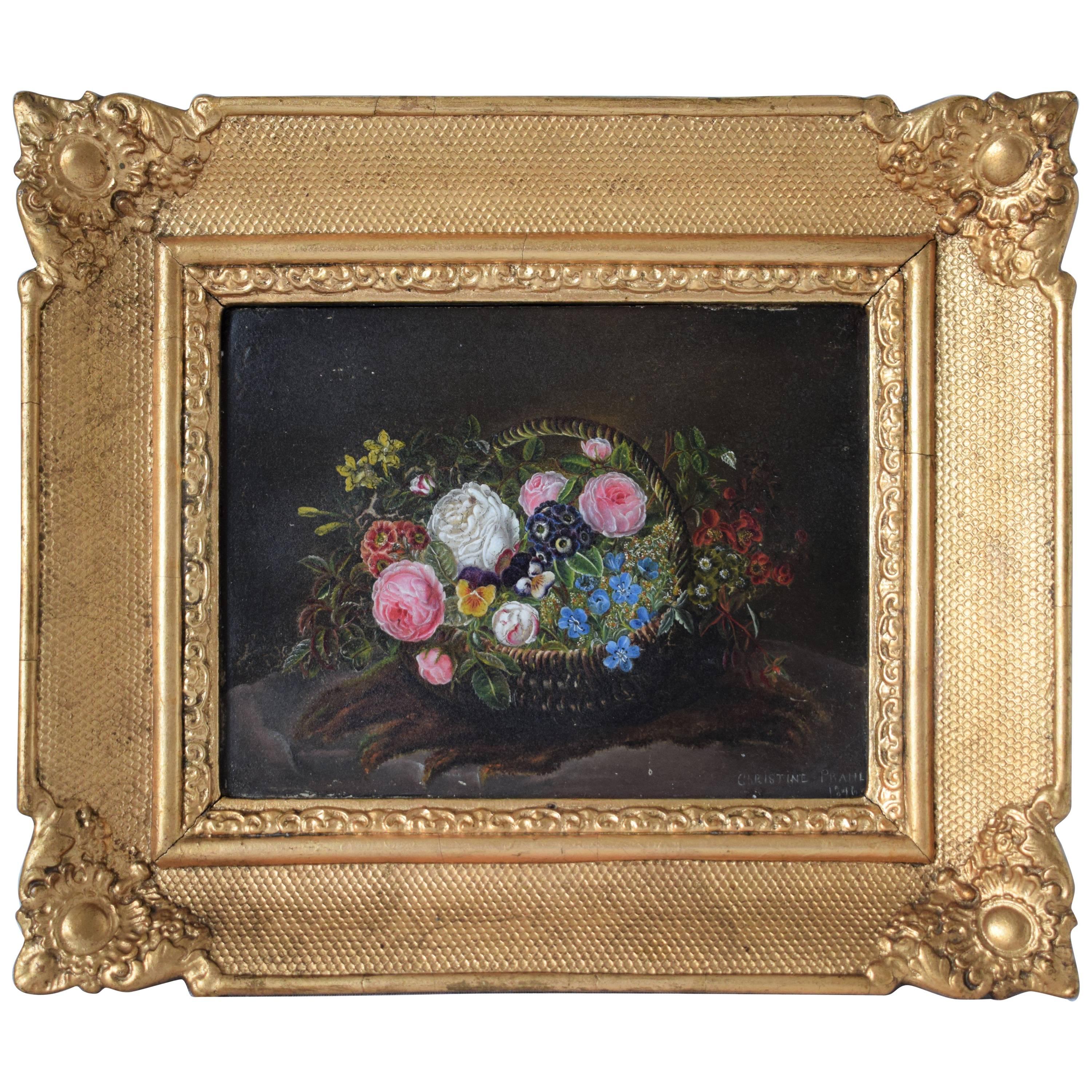 Mid-19th Century, Still-Life with Flowers, Oil Painting