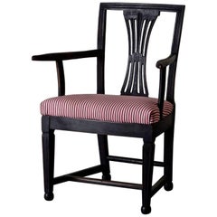 Fauteuil suédois noir gustavien, XIXe siècle, Suède