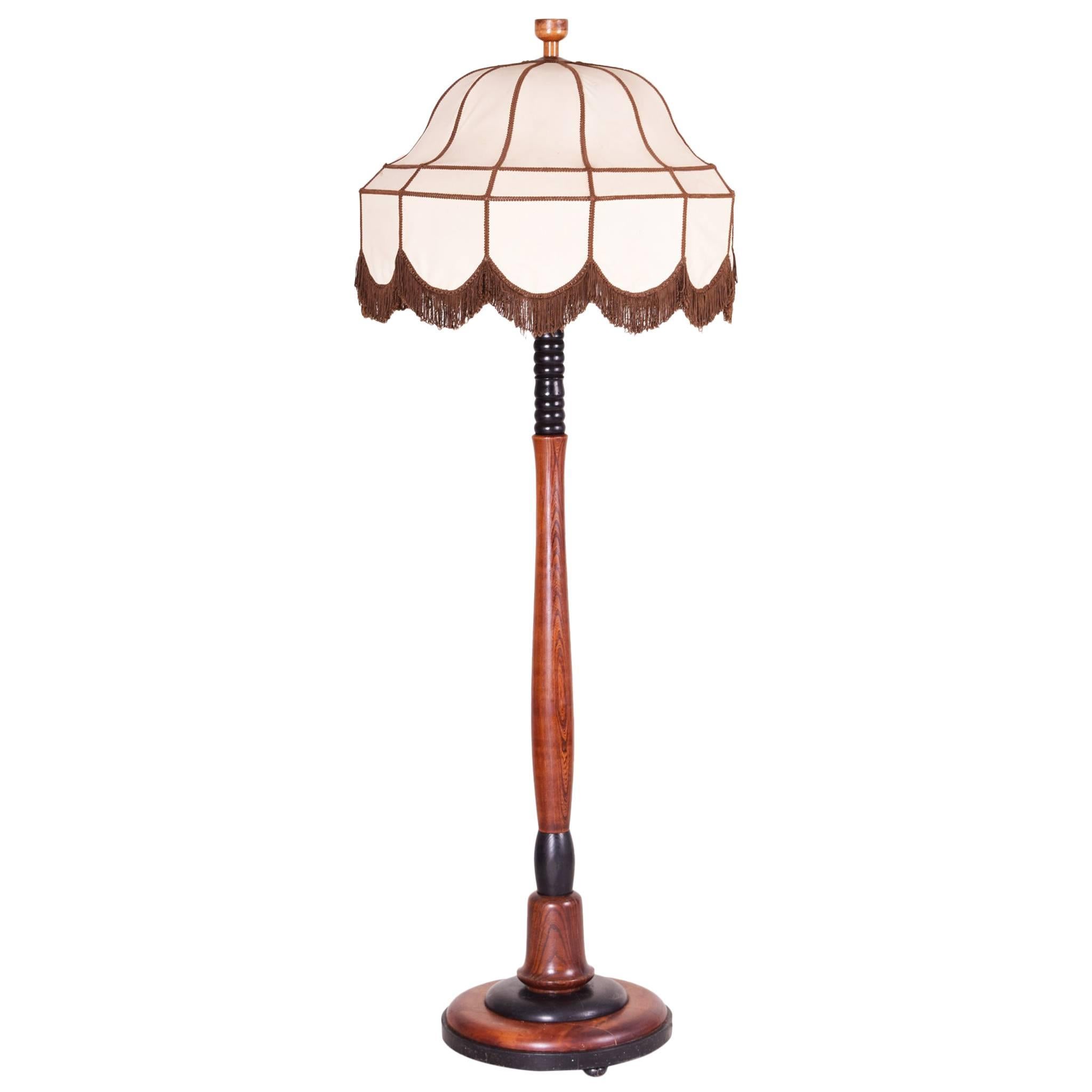 Art Deco Oak Floor Lamp, Period 1920-1929, Shellac Polish