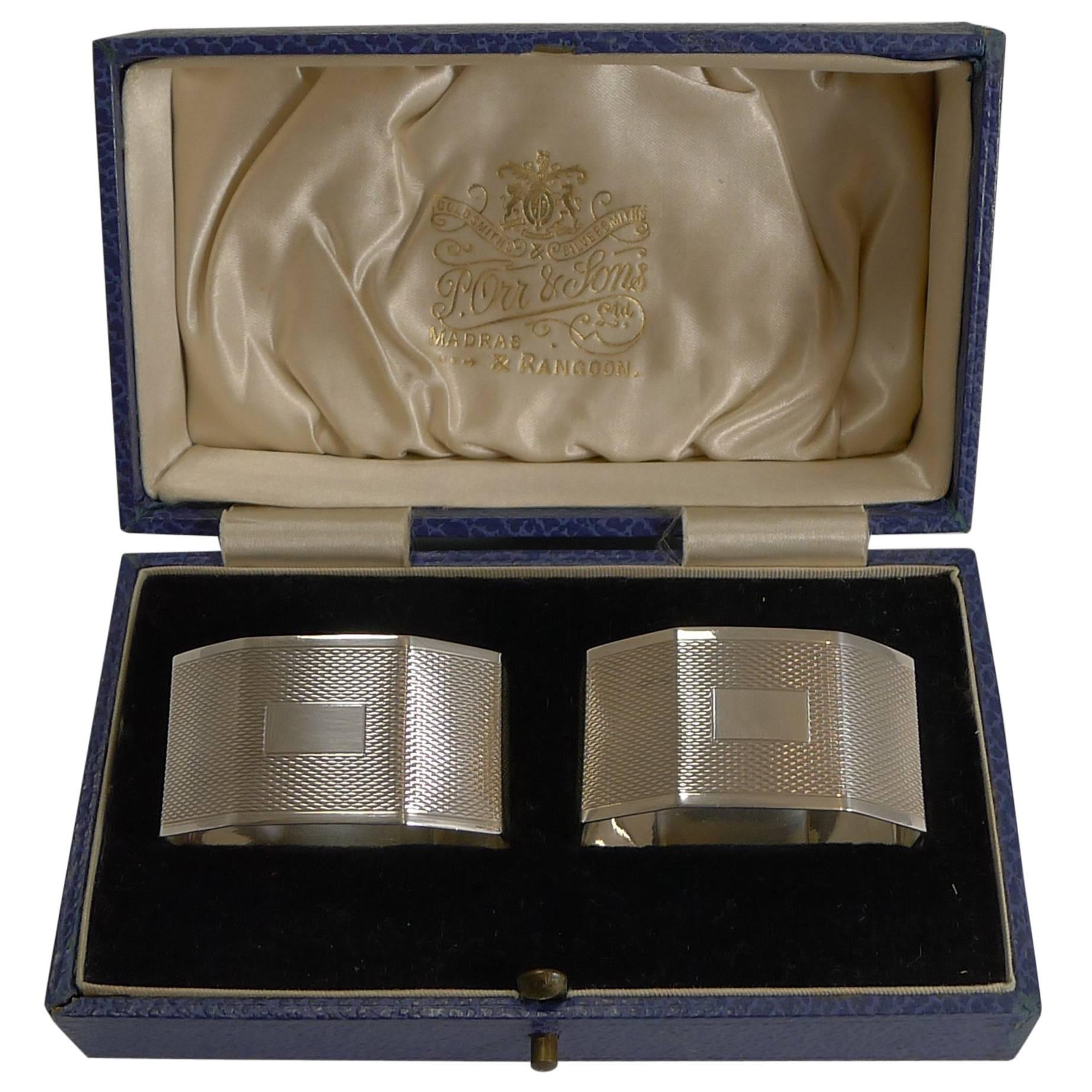Pair of English Sterling Silver Art Deco Napkin Rings, 1934