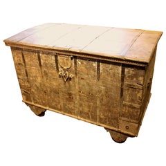 Large Indian Colonial Dowry Chest with Iron Strap Work