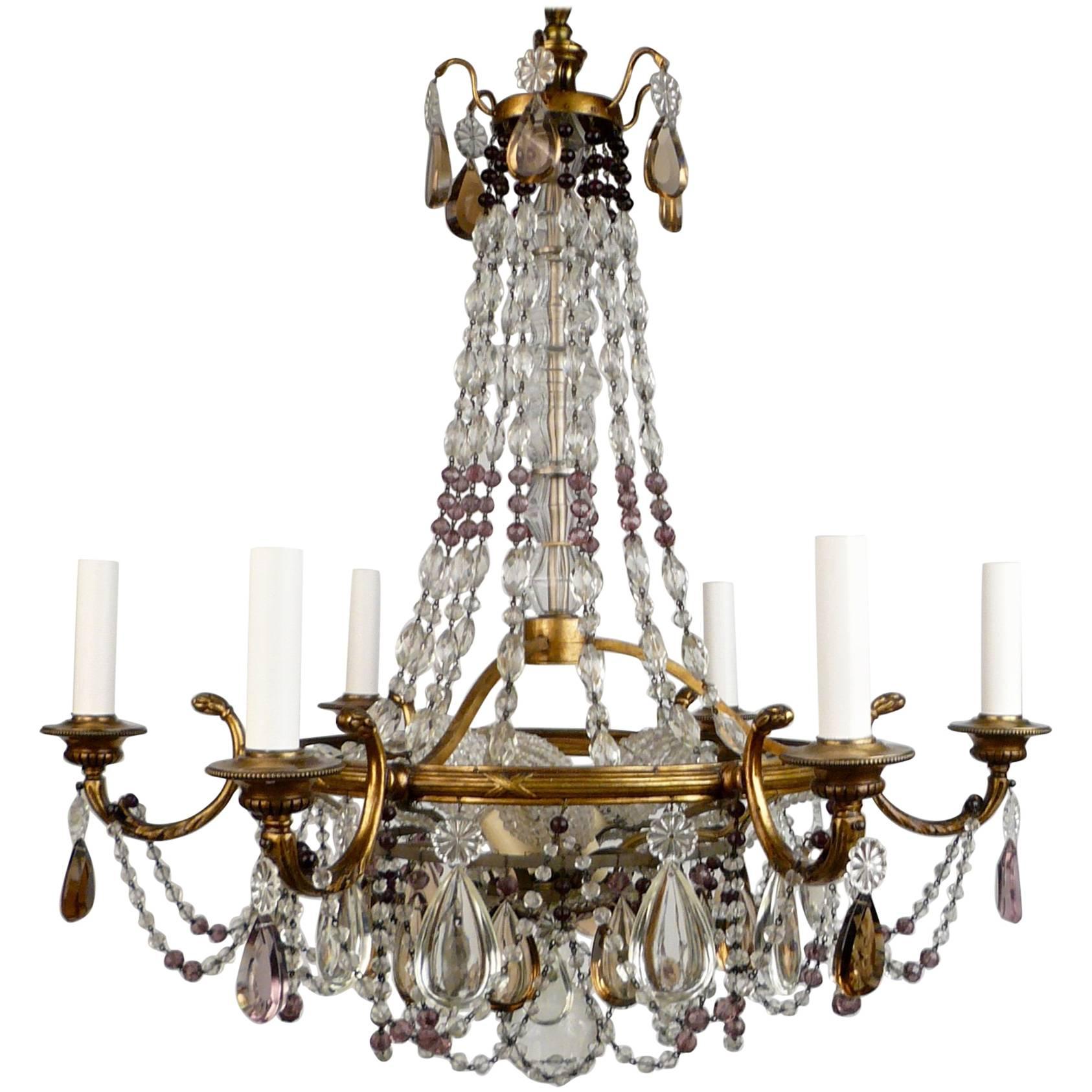 Bronze and Crystal Neoclassical Style Chandelier