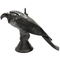 Ceramic Lamp Base, Bird Shaped, Glazed in Black
