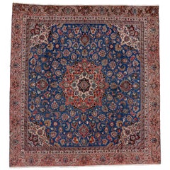 Vintage Persian Tabriz Rug with Traditional Style, Square Tabriz Rug