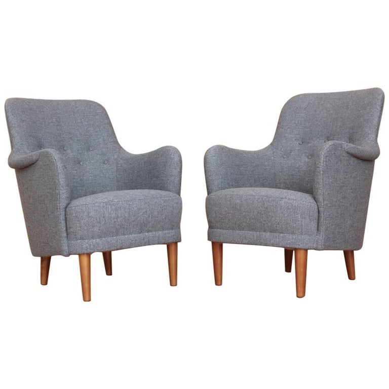 Pair of Carl Malmsten 'Samsas' Lounge Chairs OH Sjogren Sweden, 1960 For Sale