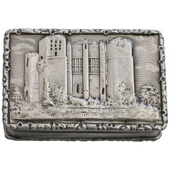 Victorian Silver Castle-Top Vinaigrette 'Kenilworth Castle Keep' F Clark 1841
