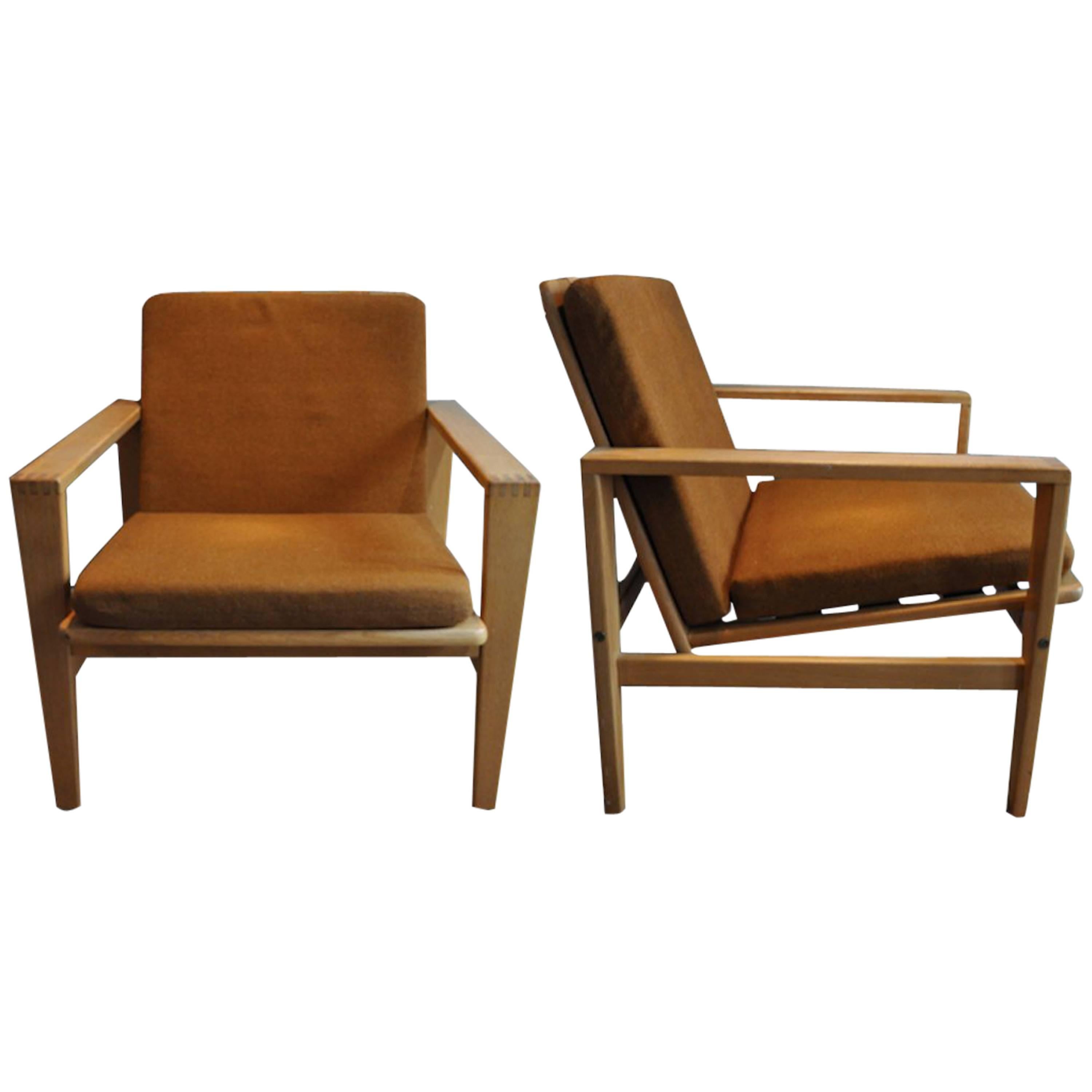 Pair of Armchair Oak and Leather "Tornado" Eric Merthen, 1960