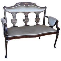 Edwardian Mahogany Inlaid Sofa/Hall Seat
