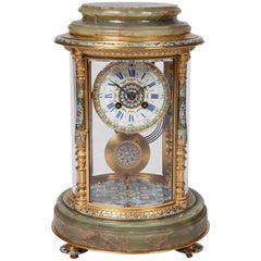 19th Century French Bronze Champlevé and Onyx Mantel Clock