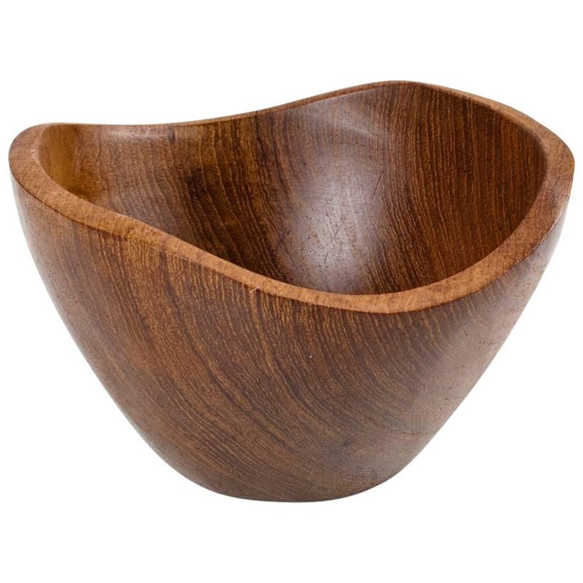 Mid-Century Modern Teak Danish Sculptural and Hand Moulded Bowl, 1960s For Sale