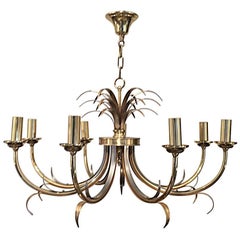 1970s French Brass and Steel Chandelier by Maison Charles