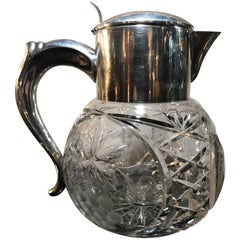 Vintage Cut Glass and Silver Plated Lemonade or Cocktail Jug