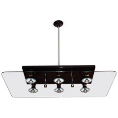 Mid-Century Modern Six-Light Chandelier attributed to Stilnovo, circa 1970