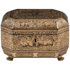 Antique Chinese Lacquer Tea Chest, 19th Century