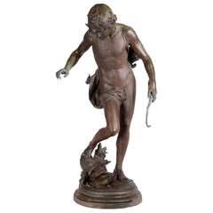 19th Century Bronze Boy Hunter, by Barbedienne