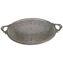 Grand Large Silver Plate Serving Tray - Ferns by James Dixon & Sons, circa 1875