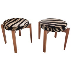 Jens Risom for Ralph Pucci Glasshouse Bench Stools in Zebra Hide, Pair