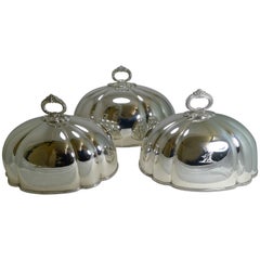 Set Three Antique English Meat or Food Domes by Martin Hall & Co. circa 1880