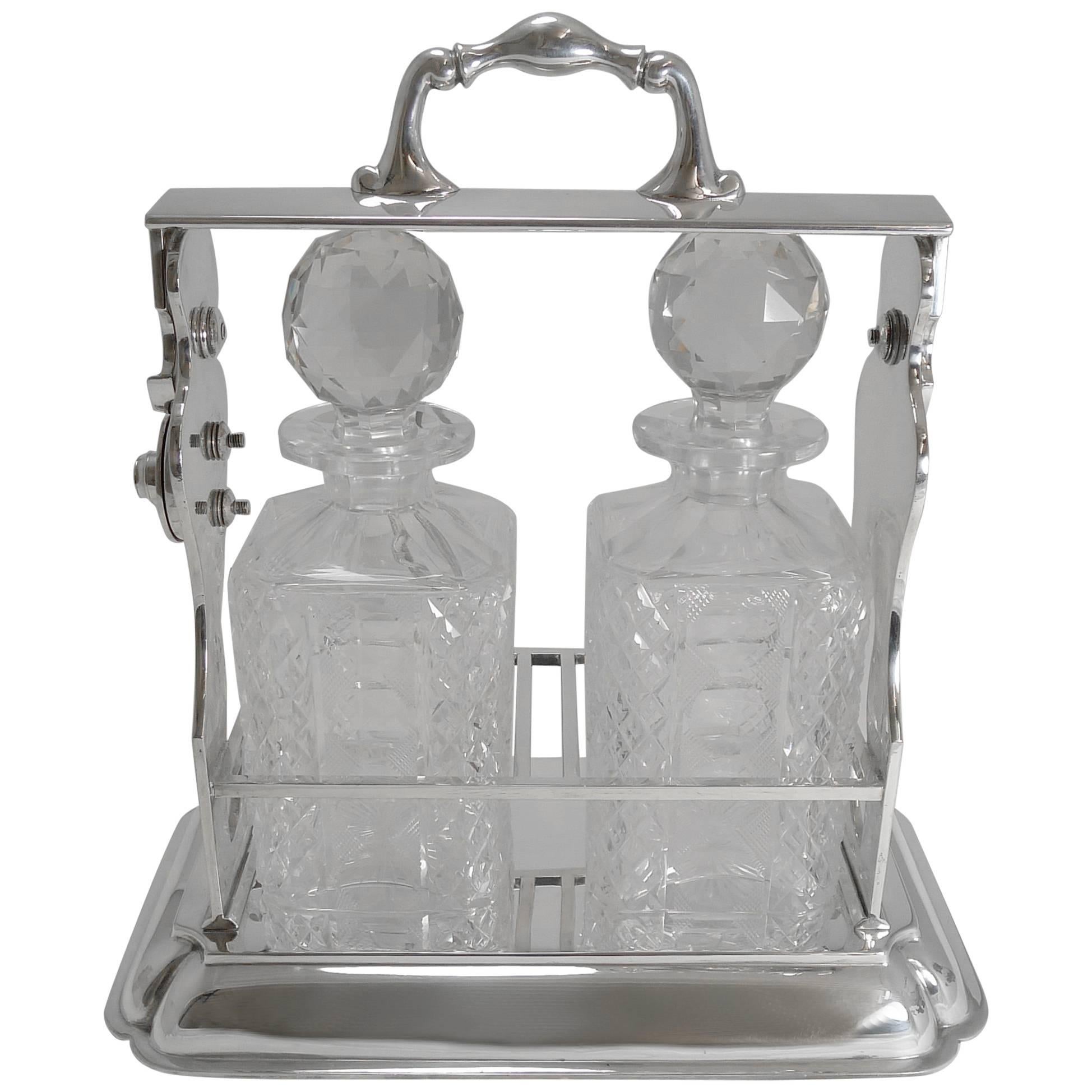 Two Bottle Tantalus or Lockable Liquor Frame by John Grinsell & Sons