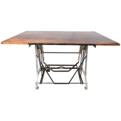 Used French Architect's Drafting Table 1940 Nickeled Aluminum with Finished Wood Top