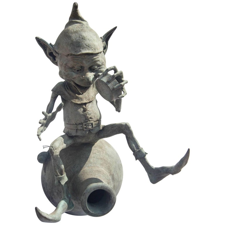 "Jackpot" Bronze Imp or Goblin Water Fountain Sculpture by David Goode