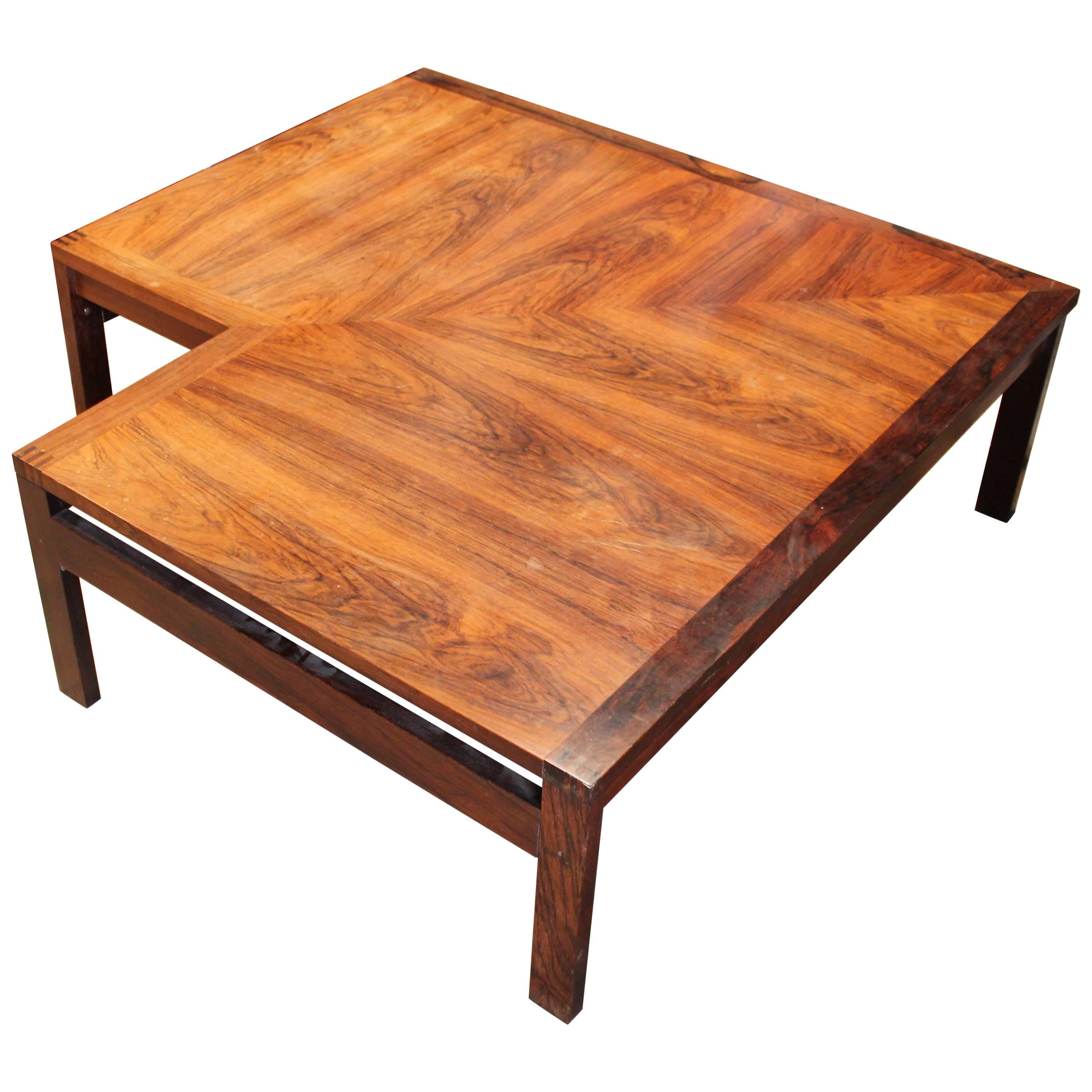 Modern Ole Gørlev Knudsen & Torben Lind Brazilian Rosewood Corner Coffee Table