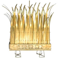 Vintage Light Sculpture "Planter" in Gilt Brass, circa 1970